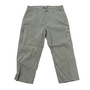 Khombu Woven Nylon Blend Capri Pants Green Athletic Hiking Casual Womens Medium